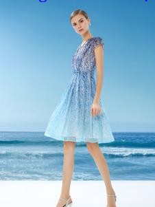 DU迪如女装新款浅蓝色连衣裙