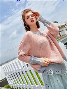 贝珞茵女装2019新款粉色毛衣