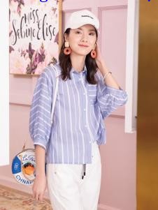 2019布根香女装条纹衬衫
