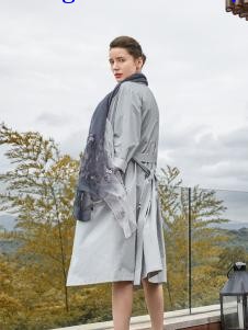 尚约女装2017年秋冬新款银色大衣