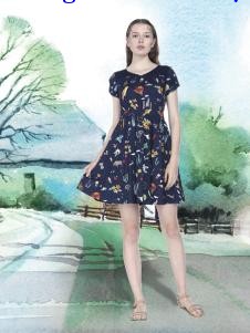  艺域女装17棉麻印花裙